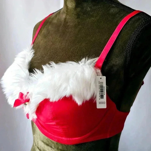 😍 NWT 😍 Adore Me Claussa Push Up Bra w/ Free Panty, Red/White, Size 32DDD - Picture 5 of 16